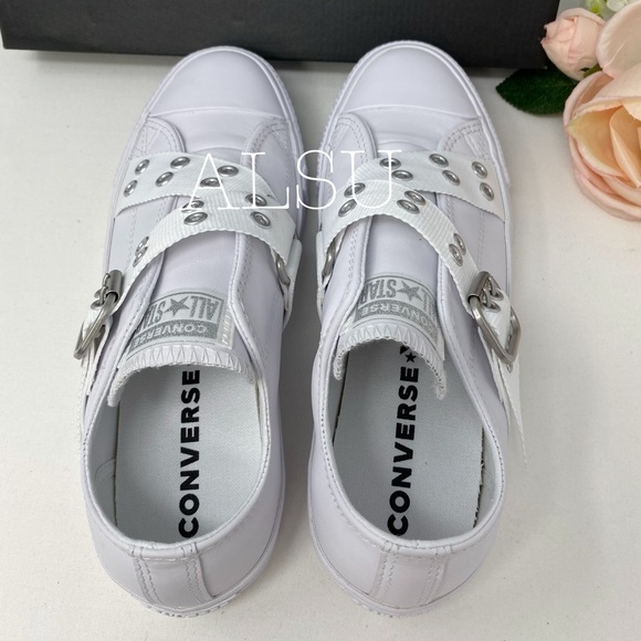 SANTA’S DEAL 🎄 Converse Ctas Punk Strap Slip Leather White Women's Size 563480C - Picture 6 of 8